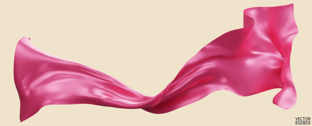 istock Flying pink silk textile fabric flag background. Smooth elegant pink Satin Isolated on beige Background for grand opening ceremony. Pink curtain. 1940092010