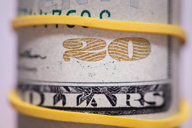 Close-up of a twenty dollar bill