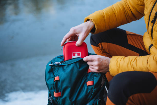 istock First aid kit for traveler, compact size, hiking first aid kit that is convenient to take with you in your backpack. 1940092269