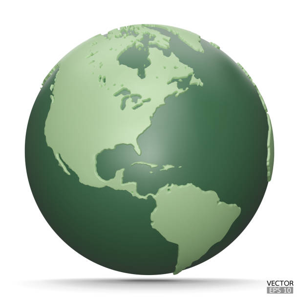 istock 3D Earth Globes with shadow on white background. Green Modern world map. World planet. Travel around the world, Earth Day, or environment conservation concept. 3D vector illustration. 1940092306