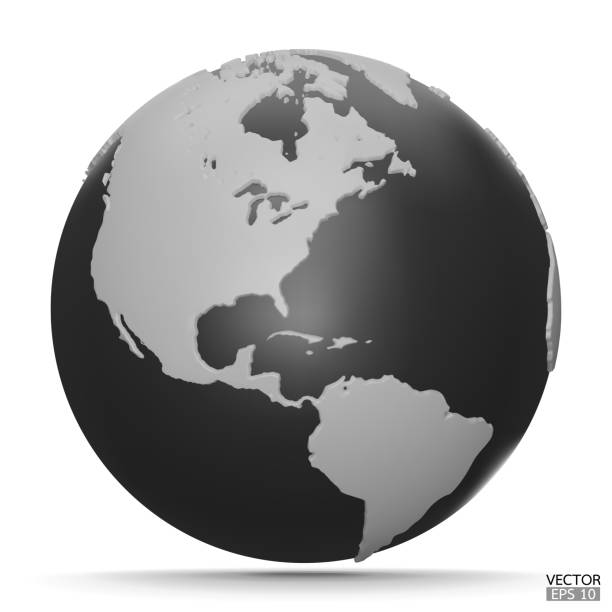 istock 3D Earth Globes with shadow on white background. white, Black Modern world map. World planet. Travel around the world, Earth Day, or environment conservation concept. 3D vector illustration. 1940092816