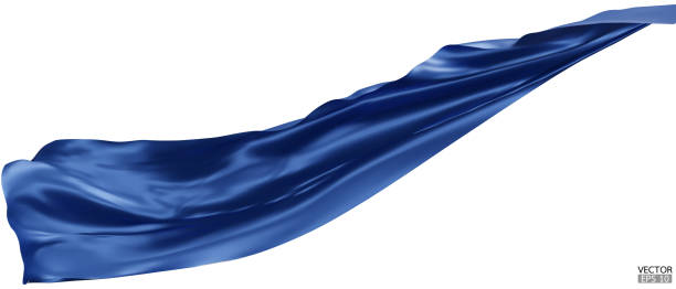 istock Flying dark blue silk textile fabric flag background. Smooth elegant blue Satin Isolated on white Background for grand opening ceremony. Dark Blue curtain. 3d vector illustration 1940104984