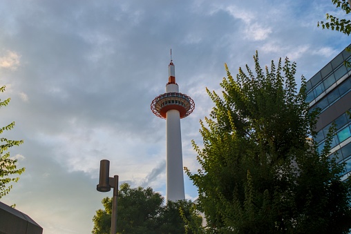 Kyoto Tower in Japan. In the center of Kyoto, it allows a panoramic view of the whole ancient city.