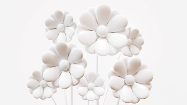 istock 3D flowers. Simple illustration flowers. White background 1940134896