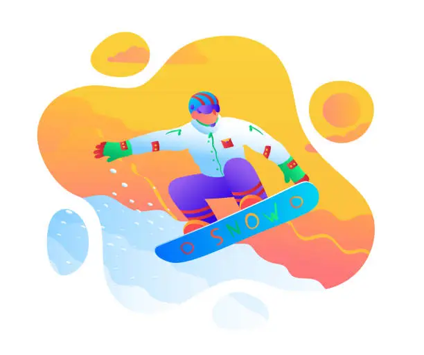 Vector illustration of Snowboarding, Snowboarder's Stylish Trick