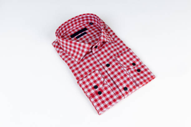 Men's classic folded cotton shirt. shirt folded on white background