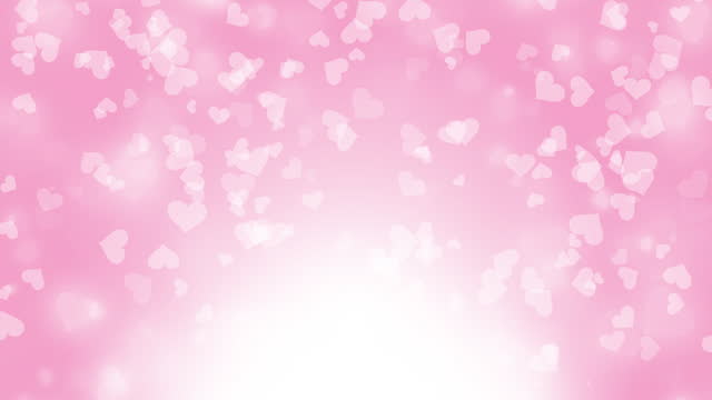 Heart Mother's Day pink background. Gentle romantic screensaver with flying hearts. Copy space. Loop animation.