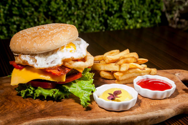 hamburger with french fries