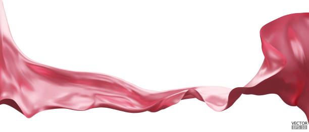 istock Flying pink silk textile fabric flag background. Smooth elegant pink Satin Isolated on white Background for grand opening ceremony. Pink curtain. 3d vector illustration 1940224989