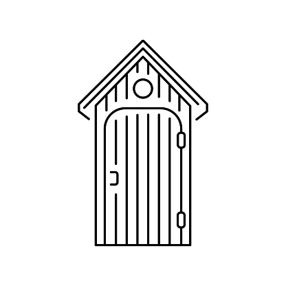 Compost toilet color line icon. Composting. Vector isolated element. Editable stroke.
