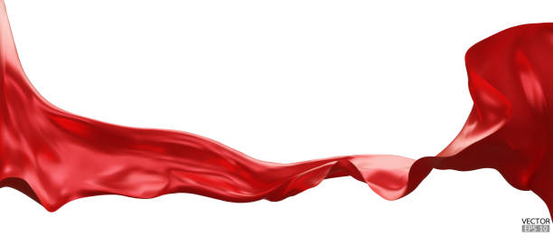 istock Flying red silk textile fabric flag background. Smooth elegant red Satin Isolated on white Background for grand opening ceremony. Red curtain. 3d vector illustration 1940229653