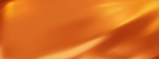 Abstract orange gradient background. Minimalistic subtle wavy golden silk texture. 3D vector illustration.
