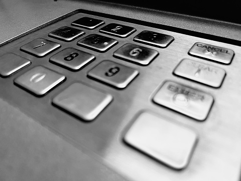 A cash machine pin keypad