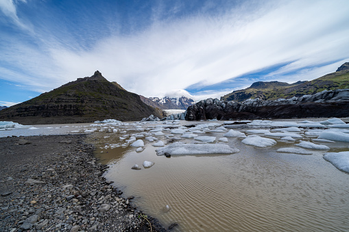 Svinafellsjokull glacier in Iceland during summer