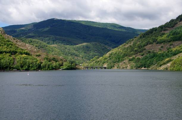 Lake Villefort in Ardeche in France, Europe stock photo