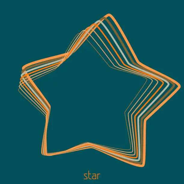 Vector illustration of Outline star from thin contour lines. Vector