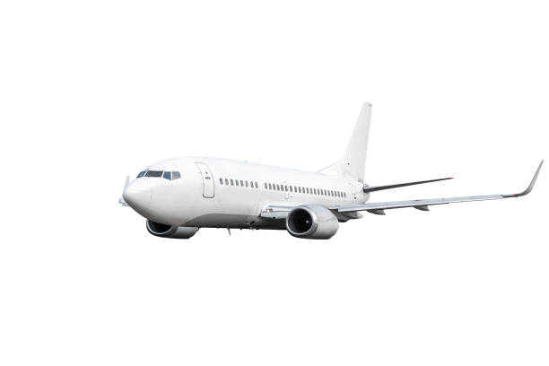 istock Modern passenger aircraft flies isolated on white background 1940343923
