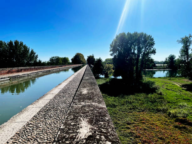 Aqueduct over the River Tarn at Moissac Midi-Pyrenees in France. September 2023