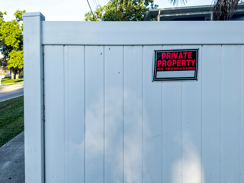 Closeup private property sign in Florida