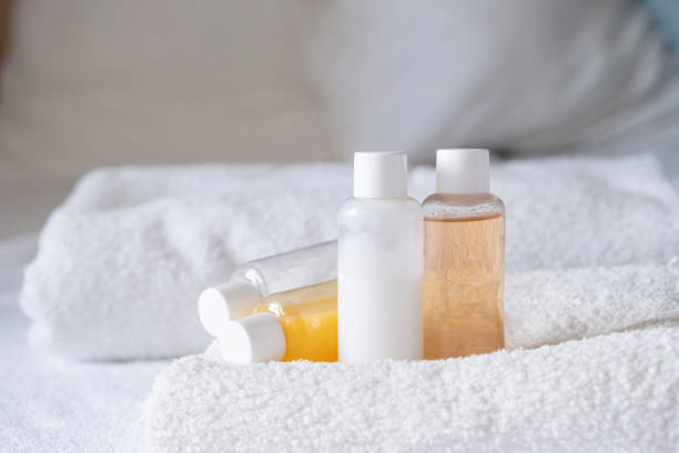 istock Travel cosmetics kit on bed , top view 1940403349