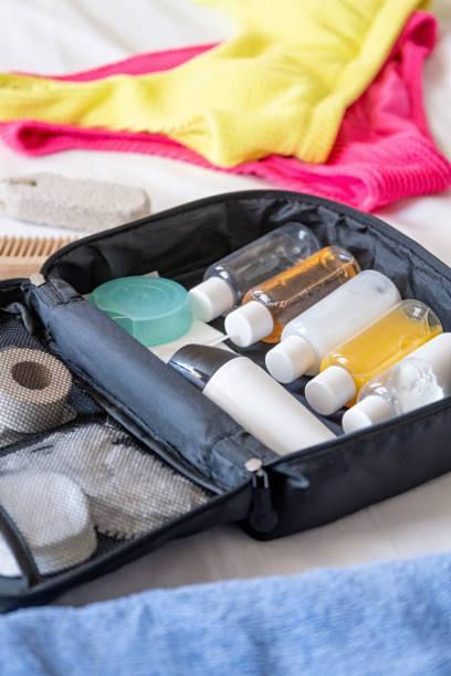 istock Travel cosmetics kit on bed 1940411853