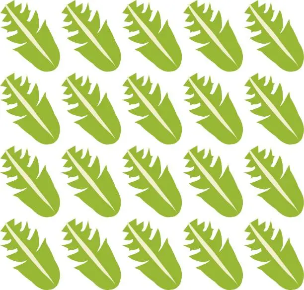 Vector illustration of Dandelion leaf seamless pattern clipart isolated on white.