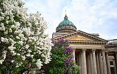 Kazan Cathedral on the blue cloudy sky, Sankt-Petersburg