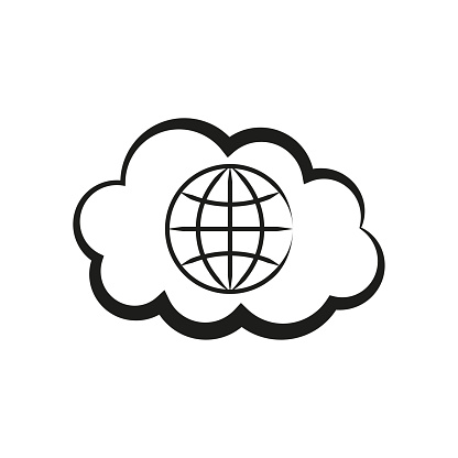 Cloud computing globe icon. Vector illustration. EPS 10. Stock image.