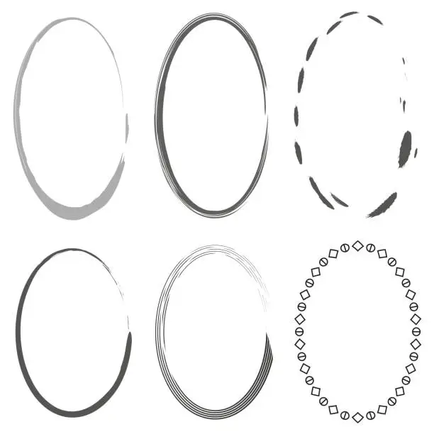 Vector illustration of Set of grunge oval frames. Vector illustration. EPS 10.