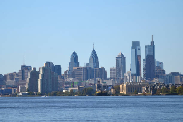 General view on Center City Skyline from a South facing view point along the Delaware River in Philadelphia, PA, USA, on October 13th, 2023.