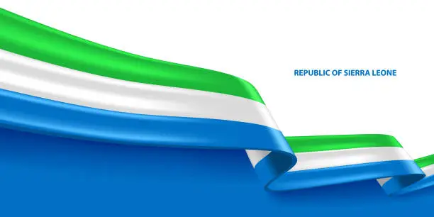 Vector illustration of Sierra Leone 3D Ribbon Flag