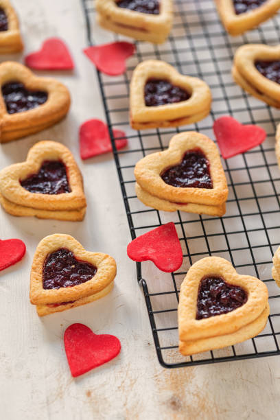 istock Heart shaped cookies with strawberry jam 1940663166