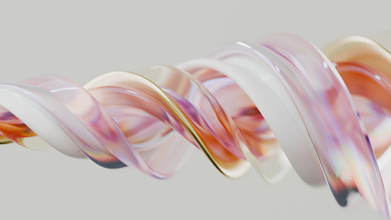 Abstract background, a swirling object made of glass, plastic and metal