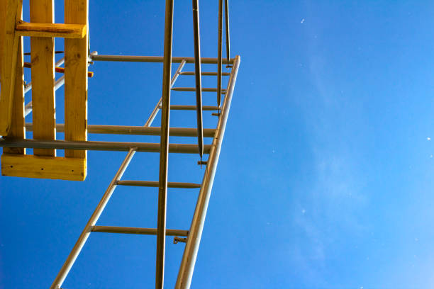 scaffolding close-up against a clear sky