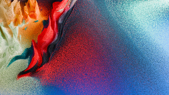 Abstract landscape made of tiny colorful particles