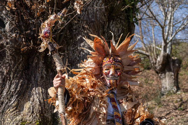 フォラテイロは、オウレンセのロビオスの伝統的なカーニバルの�仮面です。スペイン - carnival costume mask masquerade mask ストックフォトと画像