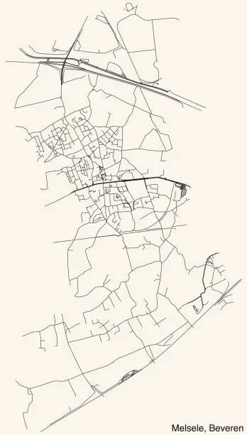 Vector illustration of Street roads map of the MELSELE SECTION, BEVEREN
