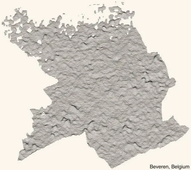 Vector illustration of Topographic relief map of BEVEREN, BELGIUM