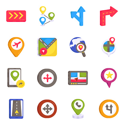 Geolocation flat icons are an invaluable offer for designers. The set comes up with scalable and modifiable flat icons. Also, this pack is available for download with the attached graphic resources.