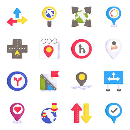 Geolocation flat icons are an invaluable offer for designers. The set comes up with scalable and modifiable flat icons. Also, this pack is available for download with the attached graphic resources.