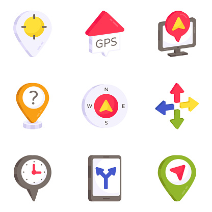 Location and Direction flat icons are an invaluable offer for designers. The set comes up with scalable and modifiable flat icons. Also, this pack is available for download with the attached graphic resources.