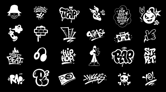 hip hop graffiti street art signs collection ,graphic background