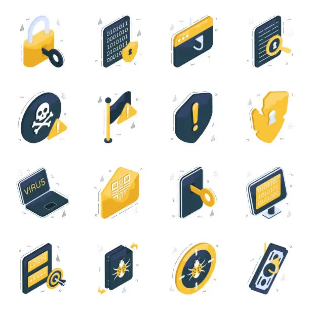 Vector illustration of Pack of Encryption Isometric Icons