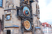 Photograph taken in Prague, Czech Republic, featuring a view of the Prague Astronomical Clock (Staroměstský Orloj in Czech), also known as the Old Town Clock.