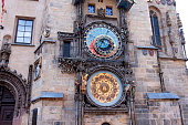 Photograph taken in Prague, Czech Republic, featuring a view of the Prague Astronomical Clock (Staroměstský Orloj in Czech), also known as the Old Town Clock.