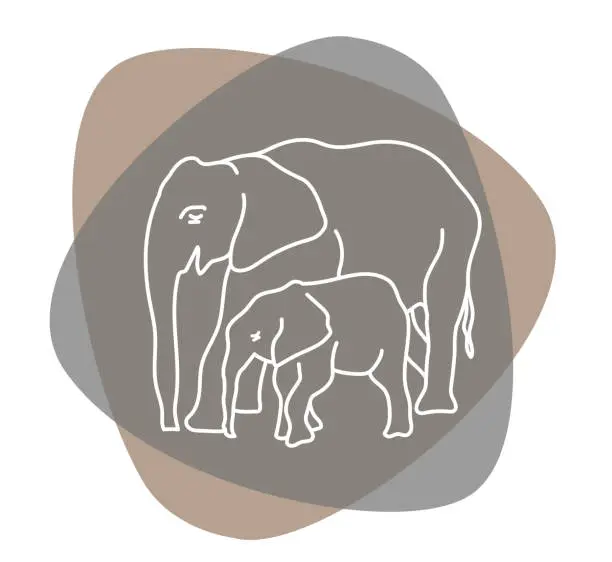 Vector illustration of Elephant Family Taupe