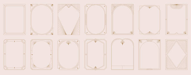 art deco frames minimalist collection. elegant luxury borders and frames, vector templates design - decorative plant stock illustrations