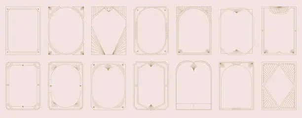 Vector illustration of Art Deco frames minimalist collection. Elegant luxury borders and frames, vector templates design