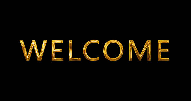 istock Welcome typography text animation in golden metallic form black bg. Glossy greeting invitation artistic luxury opening welcome motion graphic. Welcome message title lettering. 1940991479
