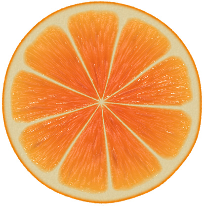 A 3D illustration of a slice of orange